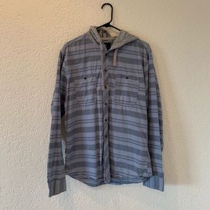 Cotton On striped button up shirt with hood